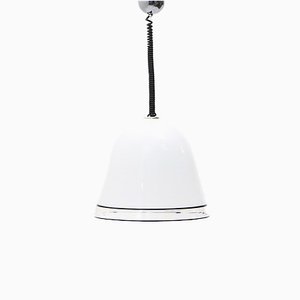 White Glass Ceiling Lamp with Black Edges, 1970s