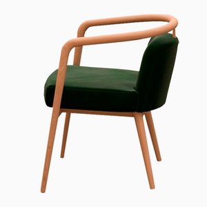 Essex Green Velvet Chair with Arms by Javier Gomez