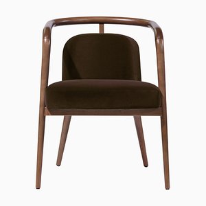 Essex Brown Velvet Chair with Arms by Javier Gomez