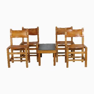 Chairs and Coffee Table from Maison Regain, France, 1970s, Set of 5