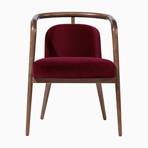 Essex Red Velvet Chair with Arms by Javier Gomez