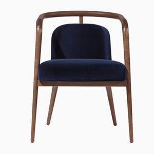 Essex Blue Velvet Chair with Arms by Javier Gomez
