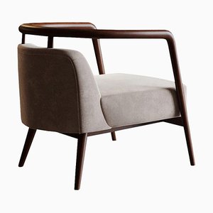 Essex Beige Velvet Armchair by Javier Gomez