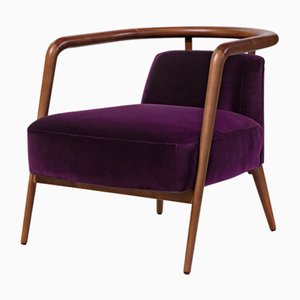 Essex Purple Velvet Armchair by Javier Gomez