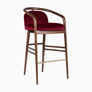 Essex Red Velvet Bar Stool by Javier Gomez