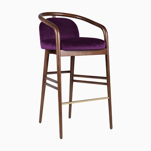 Essex Purple Velvet Bar Stool by Javier Gomez