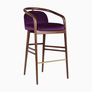 Tabouret de Bar Essex en Velours Violet par Javier Gomez