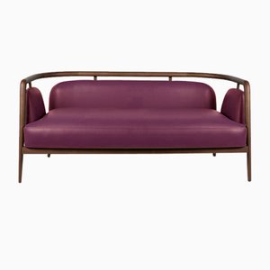 Essex Purple Leather Sofa by Javier Gomez