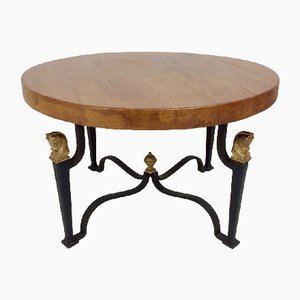 Oak and Wrought Iron Coffee Table, France, 1940s