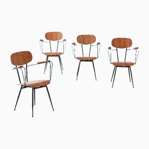 Italian Dining Chairs in Iron and Teak, 1950s, Set of 4