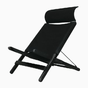 Armlehnstuhl aus Holz, Stahl und Schwarzem Leinen von Tord Bjorklund für Ikea, 1990er