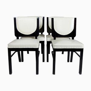 Art Deco French Chairs in Ebony, 1920s, Set of 4