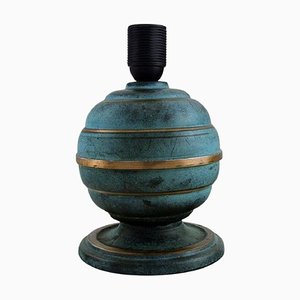 Art Deco Table Lamp in Green Patinated Metal