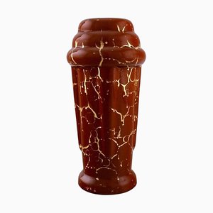 Französische Art Deco Vase aus glasiertem Steingut von Lucien Brisdoux