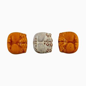Glazed Ceramic Buttons by Stig Lindberg for Gustavsberg Studiohand, Set of 3