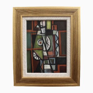 STM, Cubist Composition in Colour, 1970s, Oil on Board, Framed