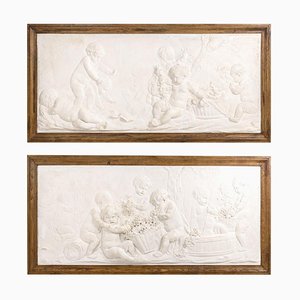 Bas-Reliefs in Stucco, 1880s, Set of 2