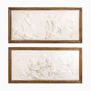 Bas-Reliefs in Stuck, 1880er, 2er Set