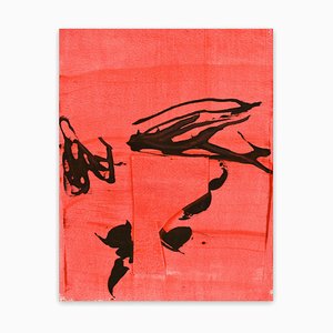 Stephen Maine, Frankly Scarlet 5, 2021, tinta y acrílico sobre papel con collage