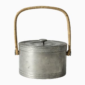 Vintage Pewter and Rattan Jar by Estrid Ericson From Svenskt Tenn