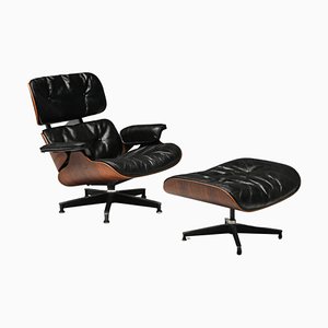 1st Edition 57-59 Lounge Chair with Ottoman by Eames for Herman Miller, Set of 2