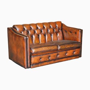 Art Deco Brown Leather Chesterfield, 1920s