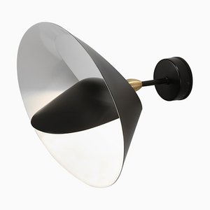 Schwarze Mid-Century Modern Saturn Wandlampe von Serge Mouille