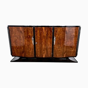 Art Deco Sideboard with Curved Fronts in Caucasian Nut, France, 1930
