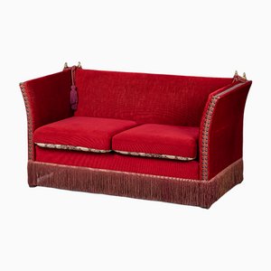 Danish Red Velvet Knole Sofa