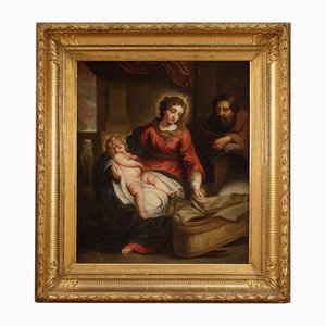 Holy Family, 18th-Century, Oil on Canvas, Framed