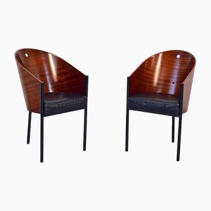 Italian Enameled Steel & Plywood Costes Dining Chairs by Philippe Starck for Driade, 1980s, Set of 4