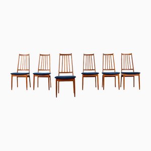 Mid-Century Danish Teak & Velvet Dining Chairs, 1960s, Set of 6
