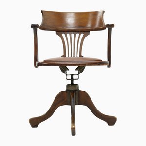 Antique English Oak Swivel Desk Chair, 1920s