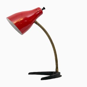 Vintage Italian Brass and Lacquer Flexible Table Lamp, 1950s