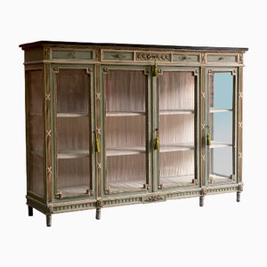 Antique Louis XV Style Painted Bibliotheque Display Cabinet, France, 1910s