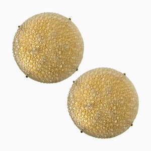Large Bubble Glass Flush Mounts from Hille, 1960s, Set of 2
