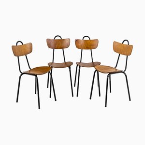 Chairs in Wood and Metal, 1950s, Set of 4