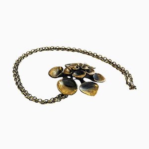 Flower Shaped Bronze Necklace by Hannu Ikonen, Finland, 1970s