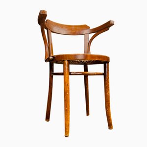 Antiker Cafe Stuhl aus Holz mit Rattansitz