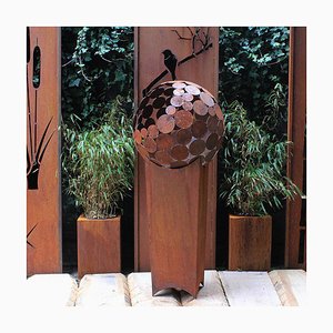 Globe Outdoor Fire Pit with Angled Pedestal, 2021