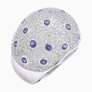 Sapphires Diamonds 18 Kt White Gold Ring