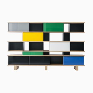 Wood and Aluminium Shelving Unit by Charlotte Perriand Nuage for Cassina