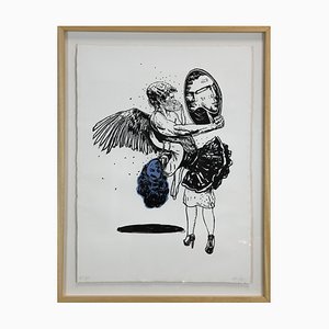 Mohamed Lekleti, Inconstant Papillon, Wood Engraving, Framed