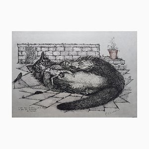 Pierre Cadiou, The Cat, Hand Signed Engraving