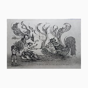 Pierre Cadiou, The Roosters, Hand Signed Engraving