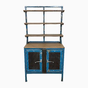 Industrial Blue Cabinet with Shelves, 1960s