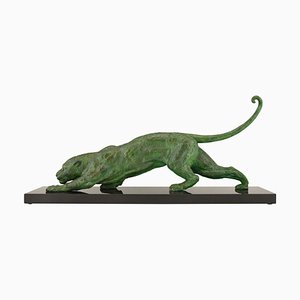 Art Deco Panther on on Marble Base by Demetre Chiparus, France, 1930