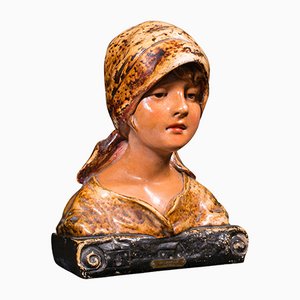 Busto de retrato antiguo, francés, decorativo, figura femenina, victoriano, modernista