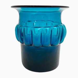 Blaue Vase von Bertil Vallien für Boda Åfors