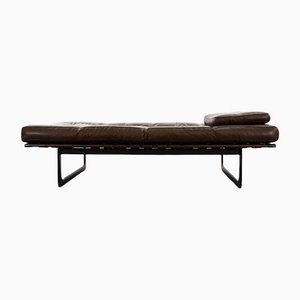 Italian Dark Brown Leather Daybed Lounger by Marco Zanuso for Zanotta